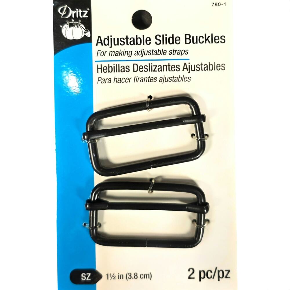 New Dritz Adjustable Slide Buckles For Making Adjustible Straps Sz 1 1/2" 2 pcs
